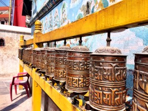 Prayer wheels at Boudhanath stupa