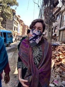 It's so dusty and polluted in Kathmandu, many people (including me when I remember) cover their faces when going out